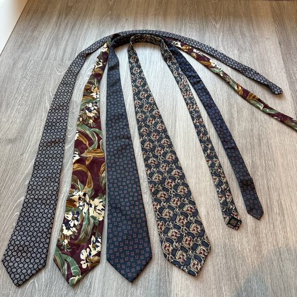 Lot of 4 Vintage Silk Ties Bill Blass Hathaway Mallory Church Van Heusen - Picture 2 of 7
